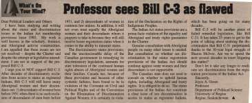 "Professor sees Bill C-3 as flawed"