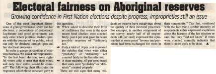 "Electoral fairness on Aboriginal reserves"