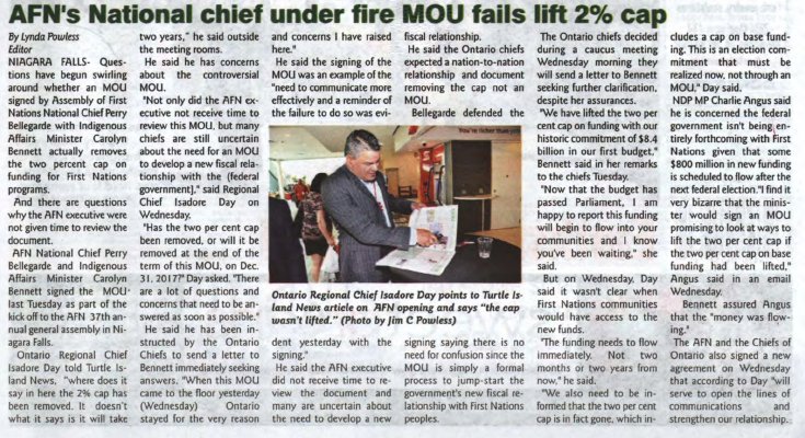 &quot;AFN's National Chief under fire MOU fails lift 2% cap&quot;