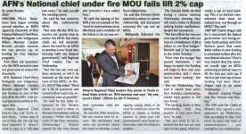 "AFN's National Chief under fire MOU fails lift 2% cap"