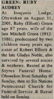 Green, Ruby Audrey (née Ruby AubreyElliott) (Died)