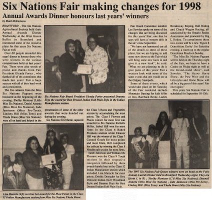 &quot;Six Nations Fair making changes for 1998 - Annual Awards Dinner honours last years' winners&quot;