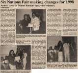 "Six Nations Fair making changes for 1998 - Annual Awards Dinner honours last years' winners"