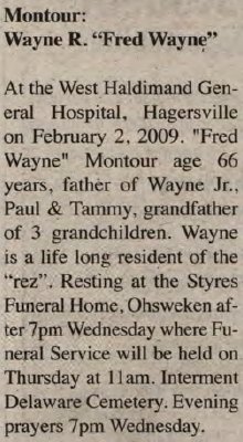 Montour, Wayne R. (Fred Wayne) (Died)