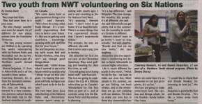 "Two youth from NWT volunteering on Six Nations"