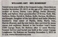 Williams, Amy (née AmyBomberry) (Died)