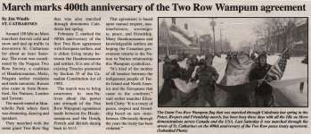 "March marks 400th anniversary of the Two Row Wampum agreement"
