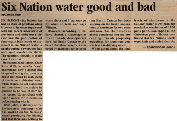 &quot;Six Nation water good and bad&quot;