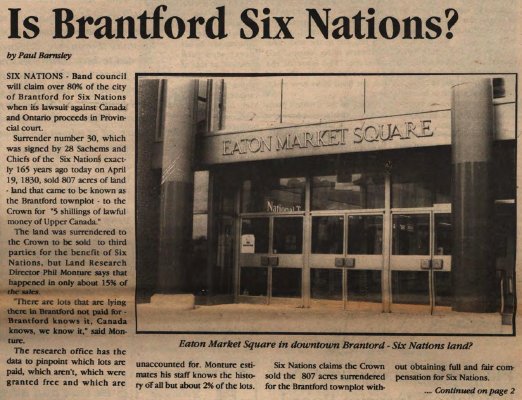 &quot;Is Brantford Six Nations?&quot;