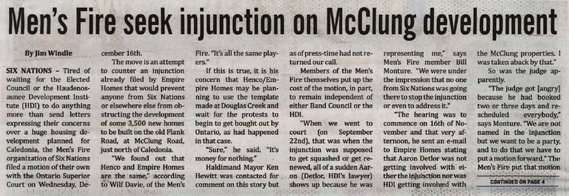 &quot;Men's Fire seek injunction on McClung development&quot;