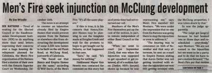 "Men's Fire seek injunction on McClung development"