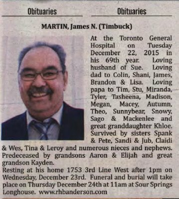 Martin, James N. (Timbuck) (Died)