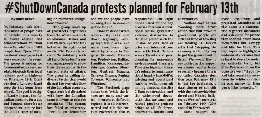 &quot;#ShutDownCanada protests planned for February 13th&quot;