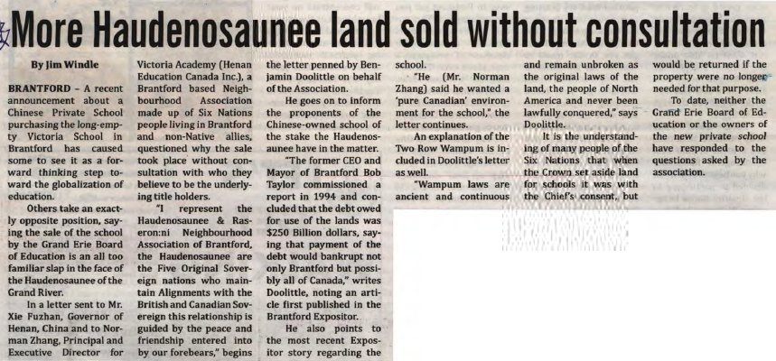 &quot;More Haudenosaunee land sold without consultation&quot;