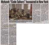 "Mohawk 'Code Talkers' honoured in New York"