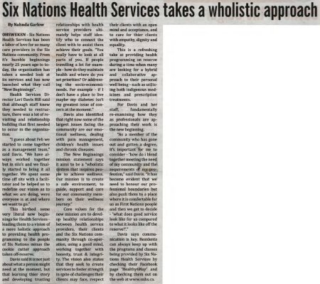 &quot;Six Nations Health Services takes a wholistic approach&quot;