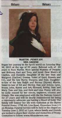 Martin, Penny Joy (née Penny JoyGreene) (Died)