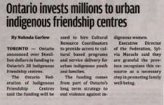 "Ontario invests millions to urban indigenous friendship centres"