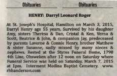 Henry, Darryl Leonard Roger (Died)