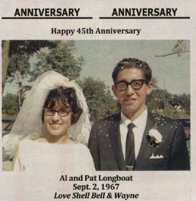 Longboat, Al and Longboat, Pat (Anniversary: 45)