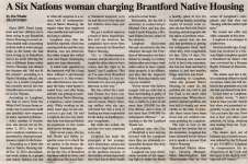 "A Six Nations woman charging Brantford Native Housing"