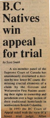 &quot;B.C. Natives win appeal for trial&quot;