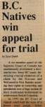 "B.C. Natives win appeal for trial"