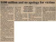 "$100 million and no apology for victims"