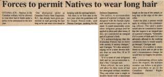"Forces to permit Natives to wear long hair"