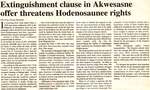 "Extinguishment clause in Akwesasne offer threatens Hodenosaunee rights"