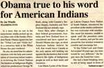"Obama true to his words for American Indians"