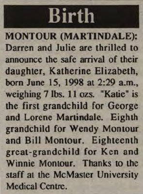 Montour, Katherine Elizabeth