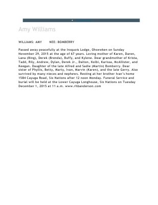 Williams, Amy (Bomberry)