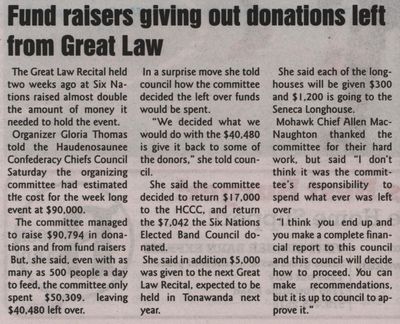 &quot;Fundraisers giving out donations left from Great Law&quot;