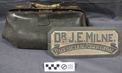 Dr. Milne's Sign and Medical Bag