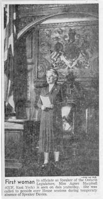 First woman to officiate as Speaker of the Ontario Legislature