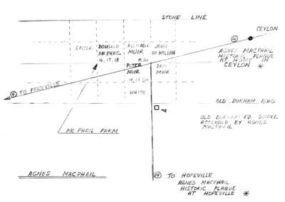 Map of Agnes Macphail locales in Grey County Part 1