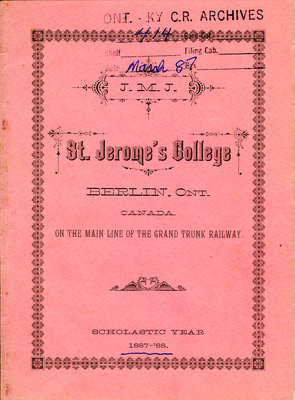 St. Jerome's College Calendar 1887-88
