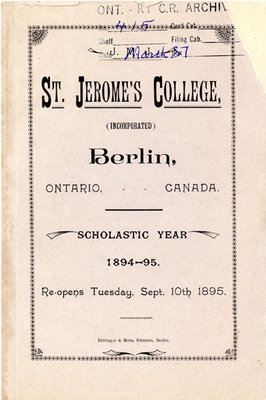 St. Jerome's College Calendar 1894-95