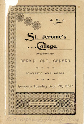 St. Jerome's College Calendar 1896-97