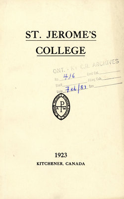 St. Jerome's College Calendar 1923