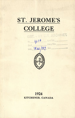 St. Jerome's College Calendar 1924