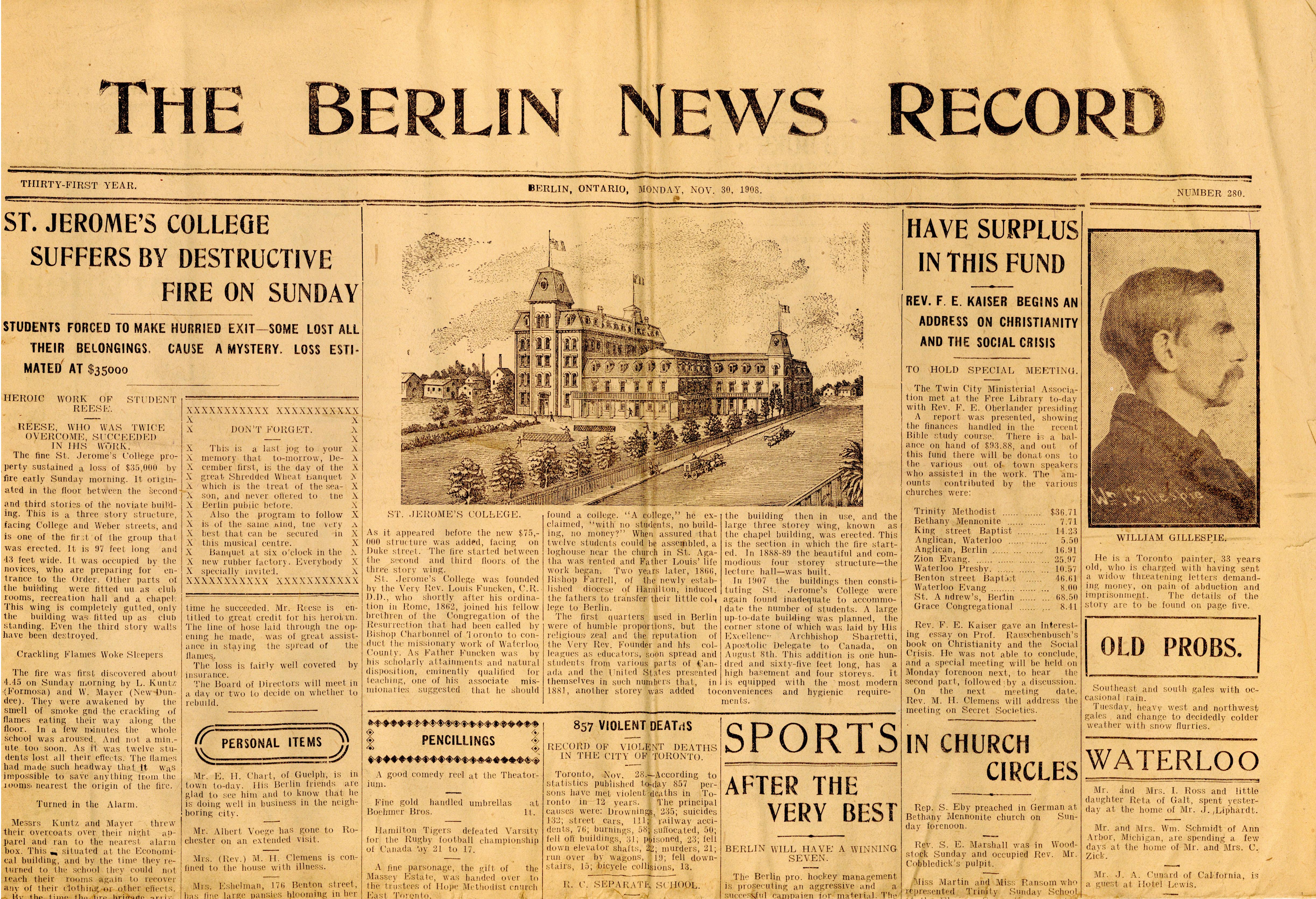 The Berlin News Record (Berlin, Ontario), 30 Nov 1908, p. 1