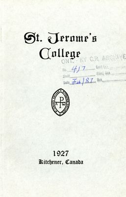 St. Jerome's College Calendar 1927