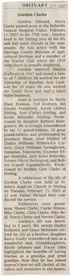 Gordon Edward Harry Clarke Obituary