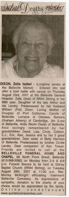 Zella Isabel Dixon Obituary