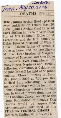 James Arthur (Jim) Duke Obituary