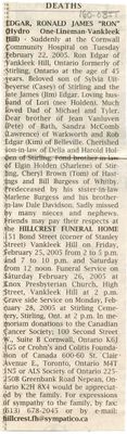 Ronald James (Ron) Edgar Obituary