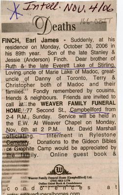 Earl James Finch Obituary