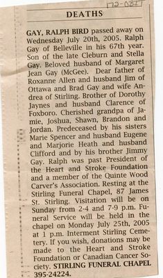 Ralph Bird Gay Obituary